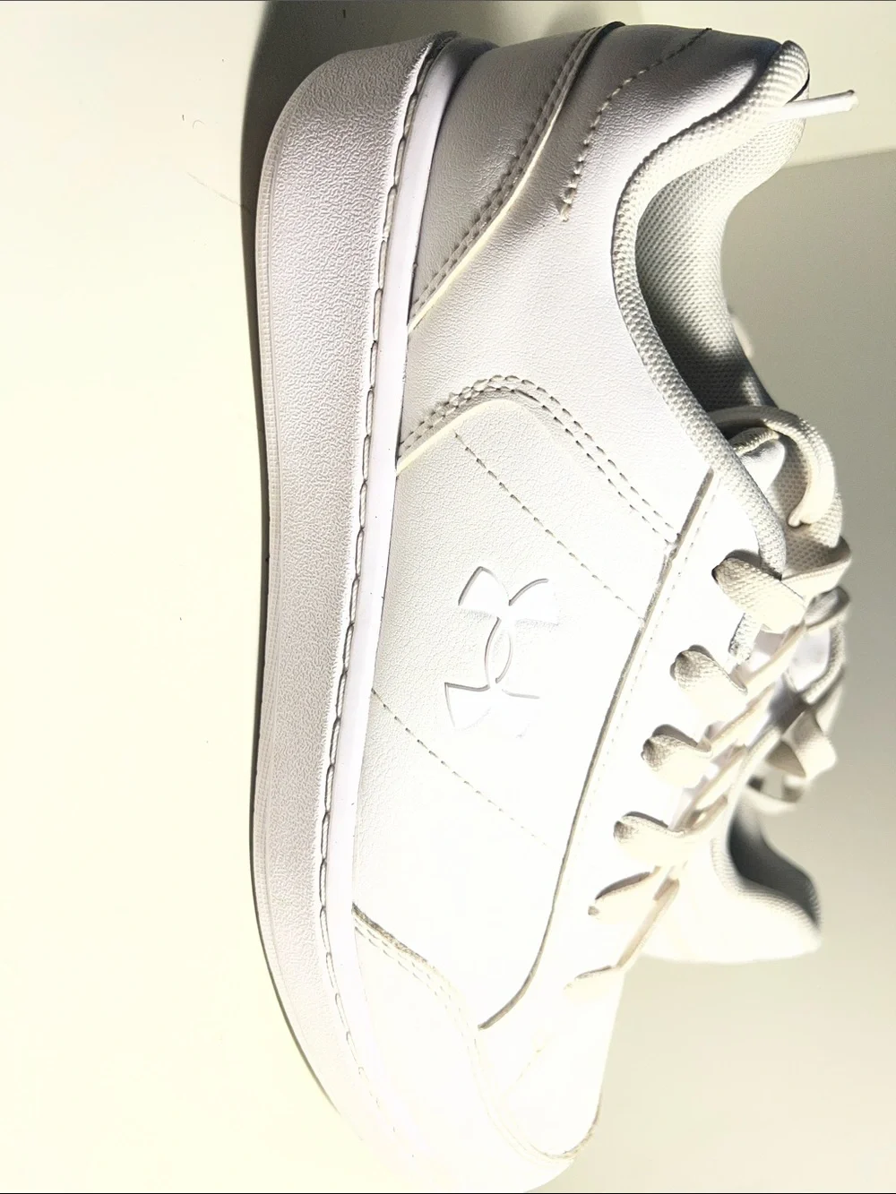 Under Armour Big Boys  White Low-Top Leather Sneaker